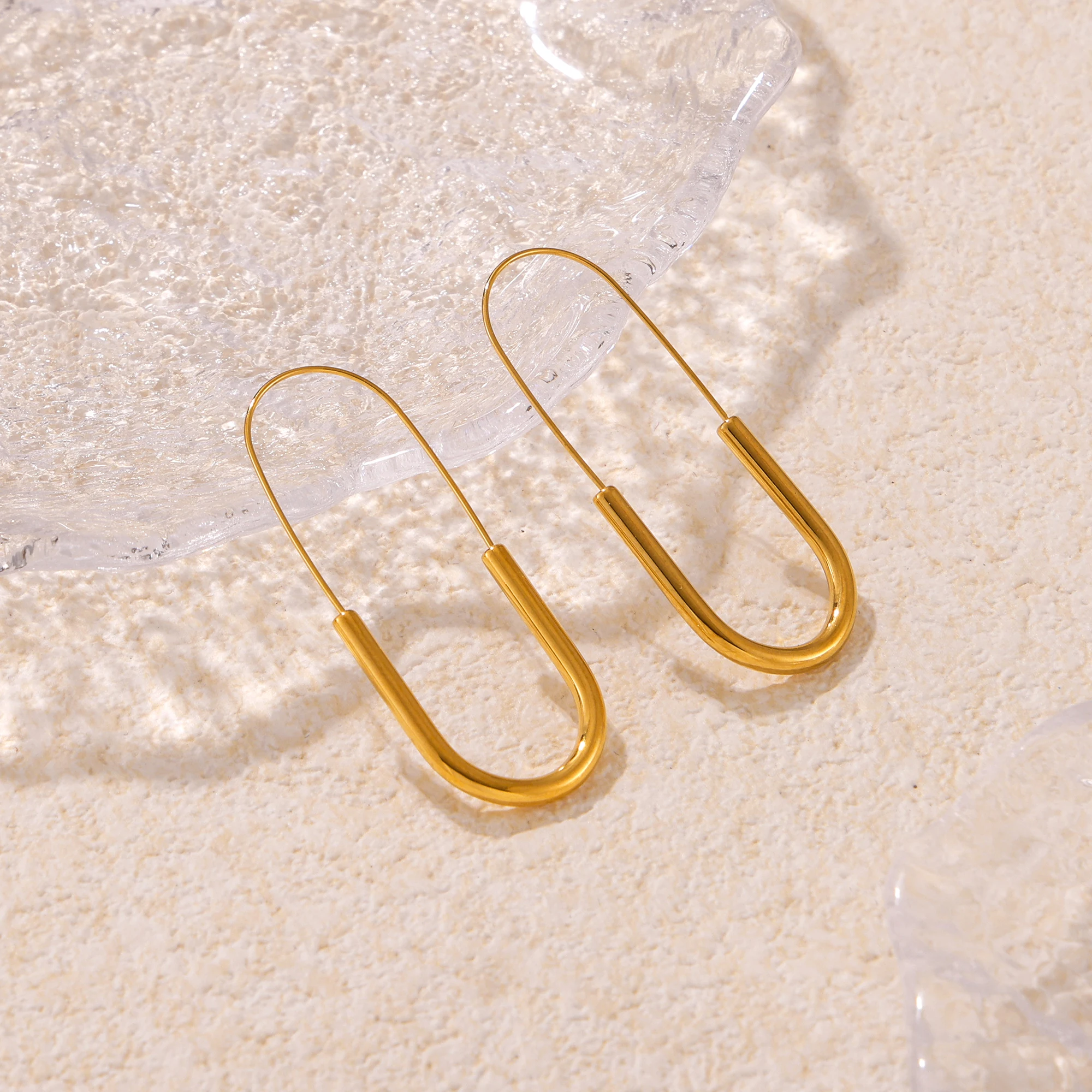 316L Stainless Steel Pin Shape Earrings For Women No Tarnish 18k Gold Plated Minimalist Women\'s Hoop Earring Girls Cute Ear Ring