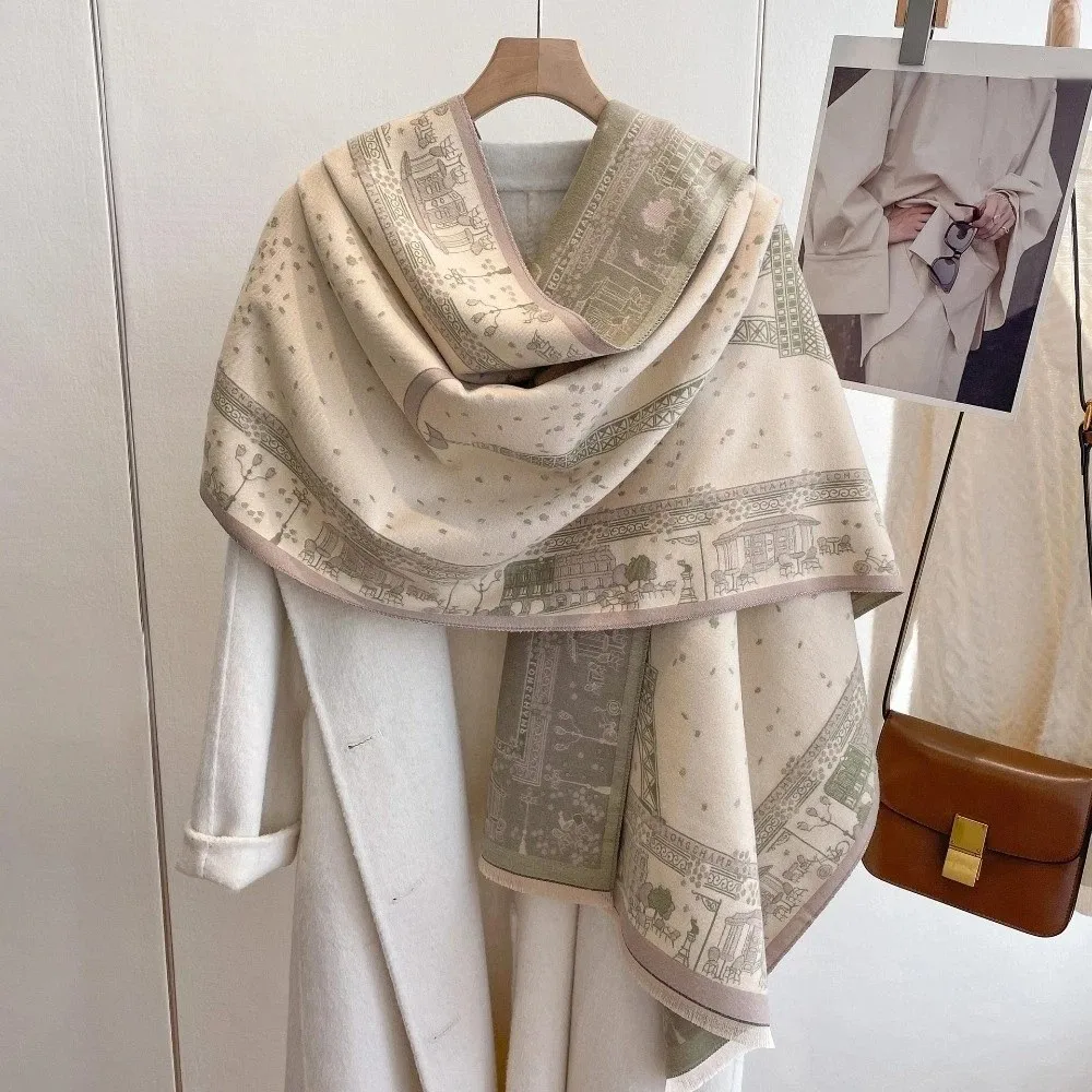 Luxury Two-Sided Print Cashmere Scarf Big Size Long Length Pashmina Shawl Thicken Soft Winter Scarf Women Ladie