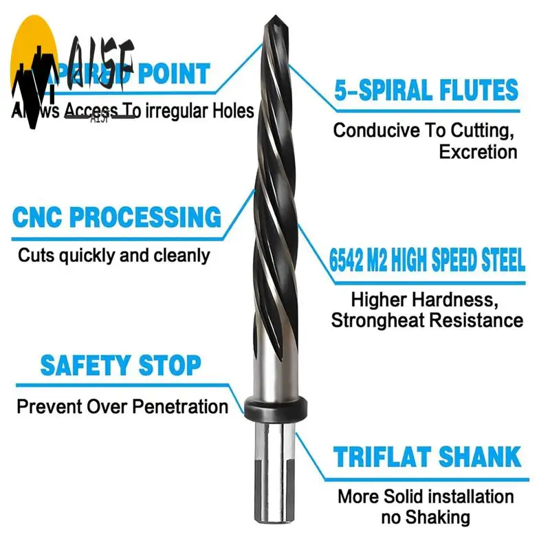 

A15F-1/2In Bridge Construction Reamer Drill Bit, M2 HSS Taper Chucking Reamer For Steel Alloy Metal Wood,1/2In Non-Slip Shank