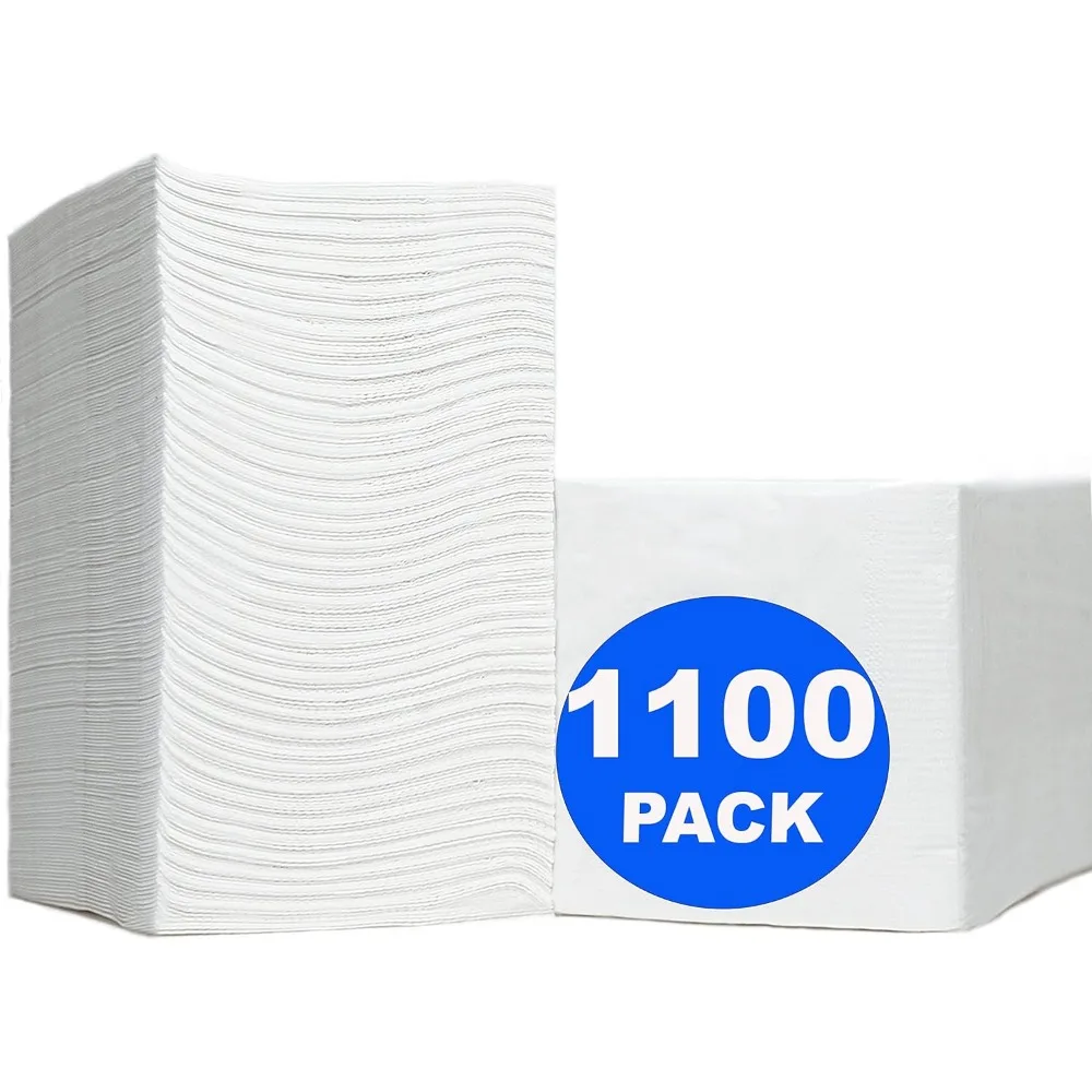 

1100 Pack White 3-Ply Cocktail Napkins for Restaurants, Events, Bars - Elegant Disposable Party and Wedding Bulk