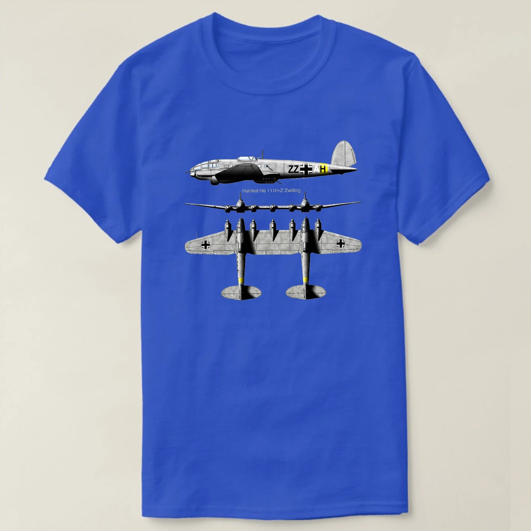 Heinkel He 111Z Zwilling WWII German Plane Illustration T-Shirt New 100% Cotton Short Sleeve O-Neck T-shirt Casual Mens Top