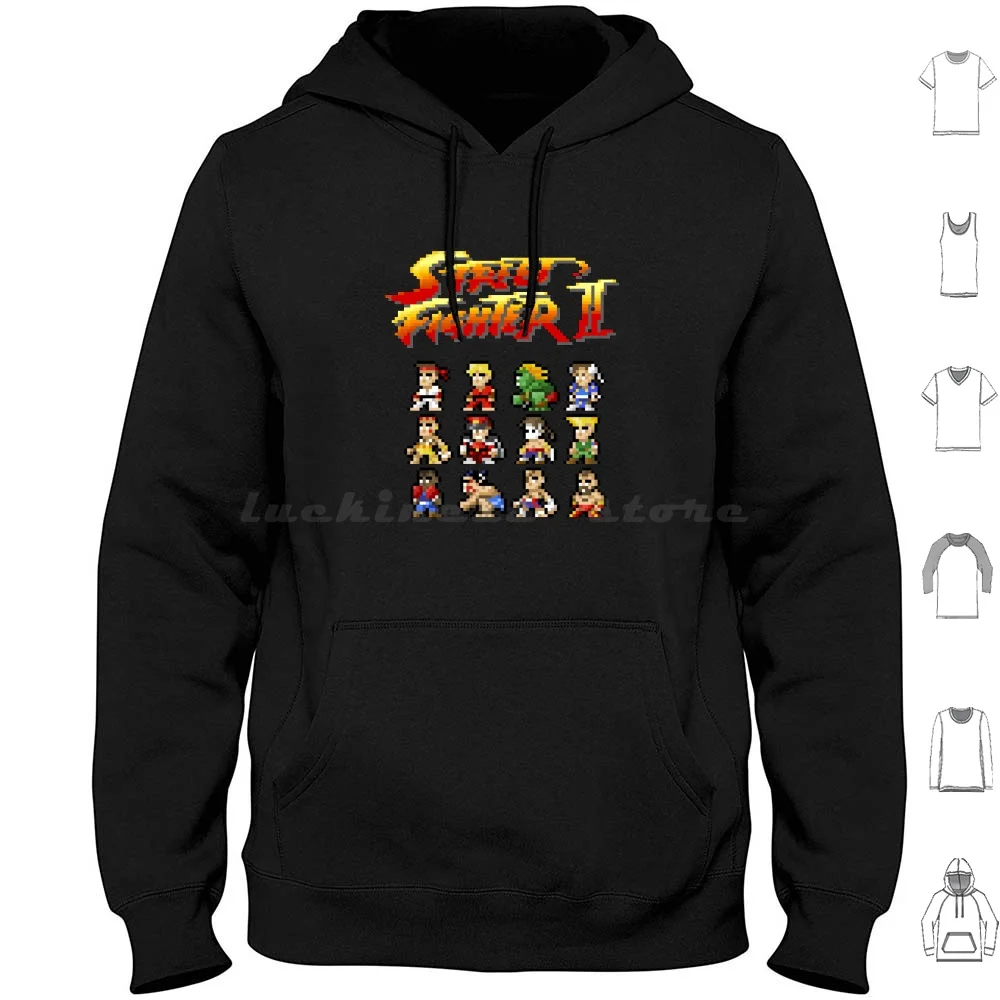 

2 Characters Pixel Art Hoodies Long Sleeve 2 Ii Blanka Ryu Ken Chun Li Sagat Balrog Dalshim Bison Vega Guile Zangief