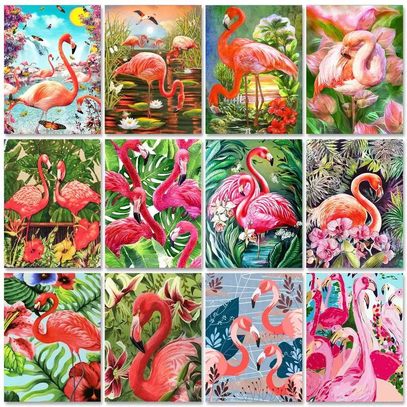 RUOPOTY Flamingo Picture By Numebrs With Frame Diy Paint By Numbers For Adults Acrylic Paint On Canvas For Home Decors 60x75cm