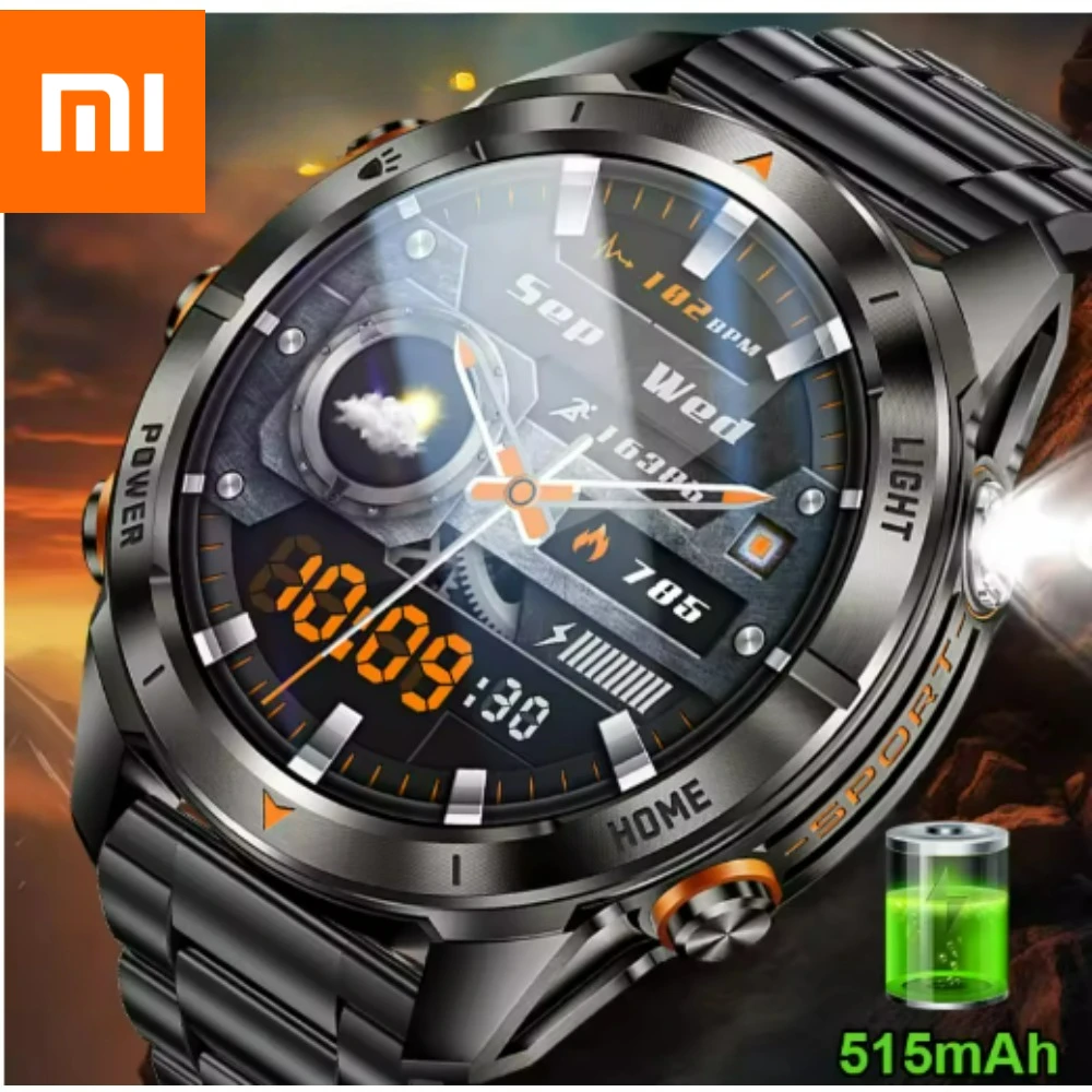 Xiaomi nuevo reloj inteligente deportivo al aire libre para hombres pantalla AMOLED linterna LED 515mAh batería 10ATM impermeable Bluetooth llamada Smartwatch