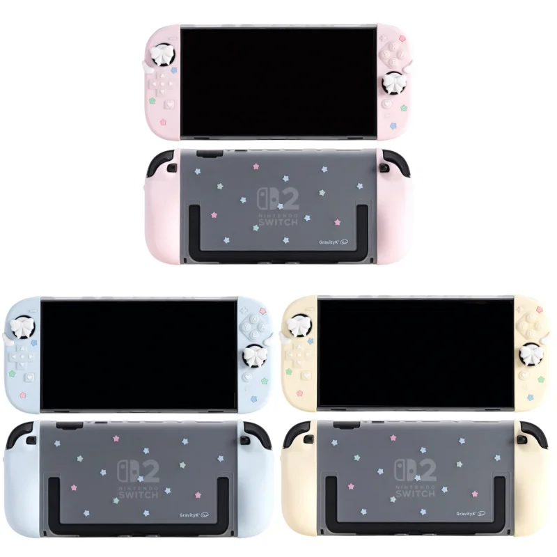 Cute Star Wings Switch 2 Silicone Controller Cover Matte Back Shell Switch OLED Protective Case Game Accessory Collectible Gift