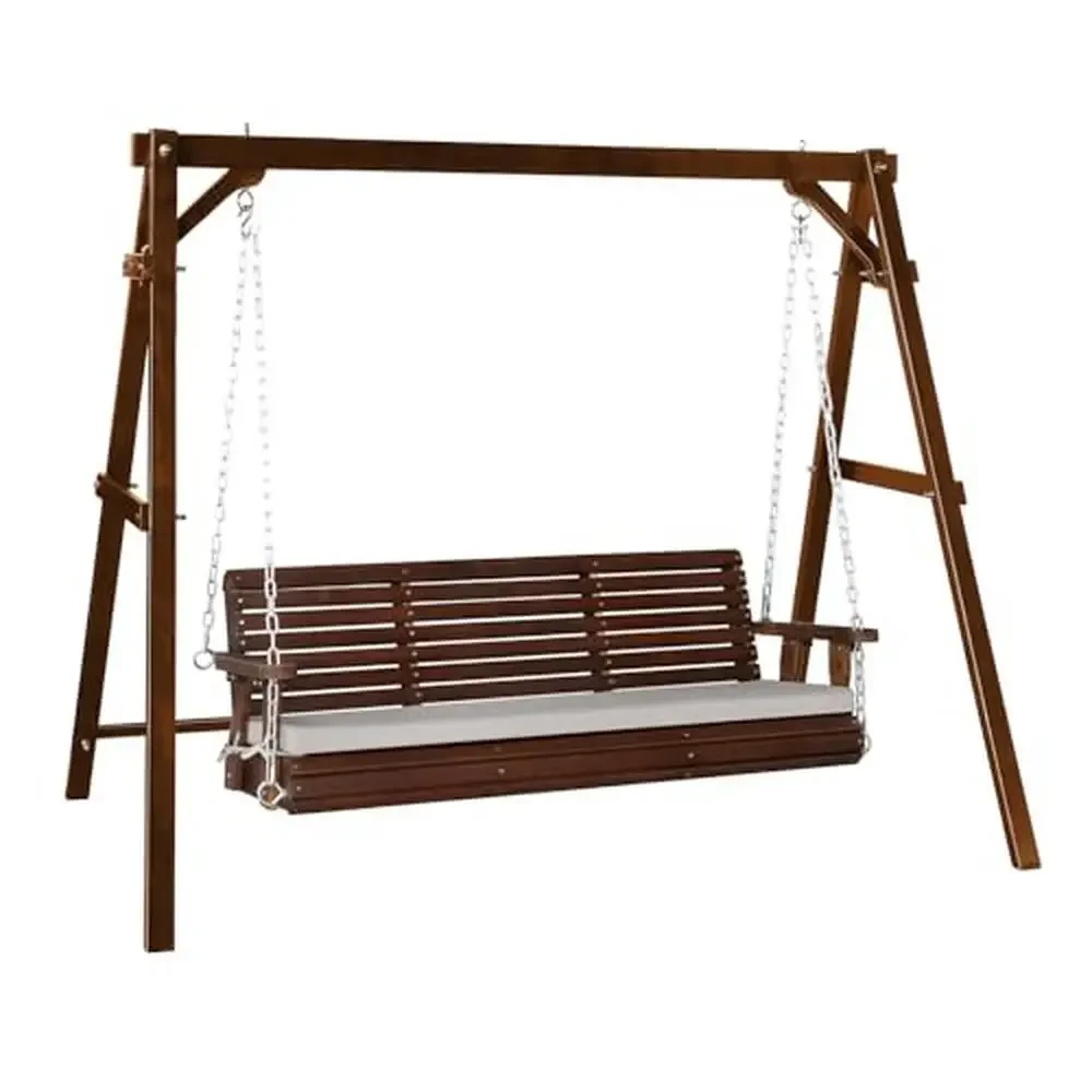 Outdoor Hanging Swing with Extra Cushions High Weight Capacity 880 LBS Well-Coated Surface Rustic Porch Swing Stand