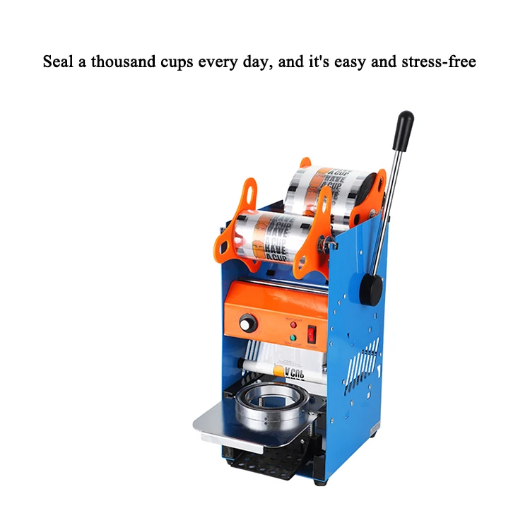 آلة ختم أكواب السيارة الكهربائية، وتعبئة فناجين شاي الحليب في أكواب بلاستيكية