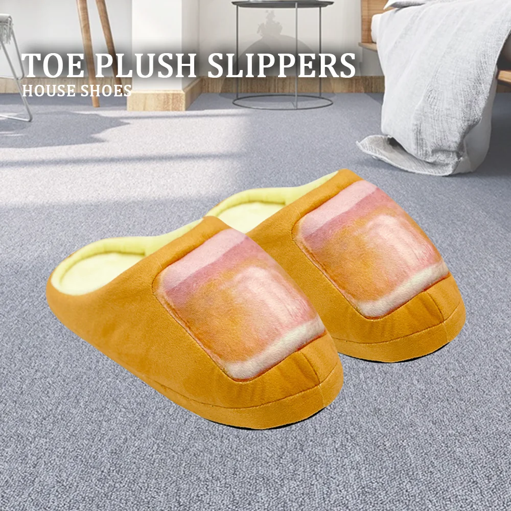 Highland Cow Toe Plush Slippers Women Men Soft House Shoes