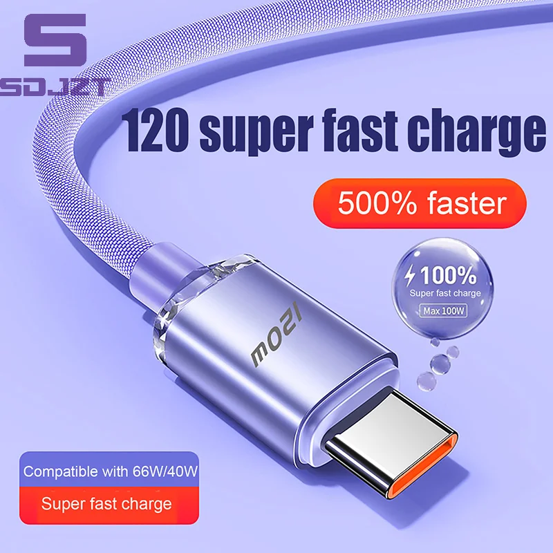 120W 6A Fast Charge USB Type C Quick Charge Cable For Phone Fast Charging Cable Data Cables Charger Wire 0.25/1/1.5/2M