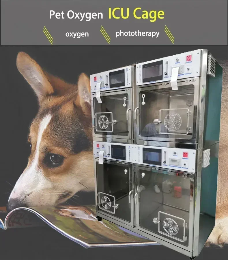 ICU Cage Controlled Oxygen Supply Cage Composite Animal Medical Monitoring Functional Cabin Hospital Veterinery Animal Equipment