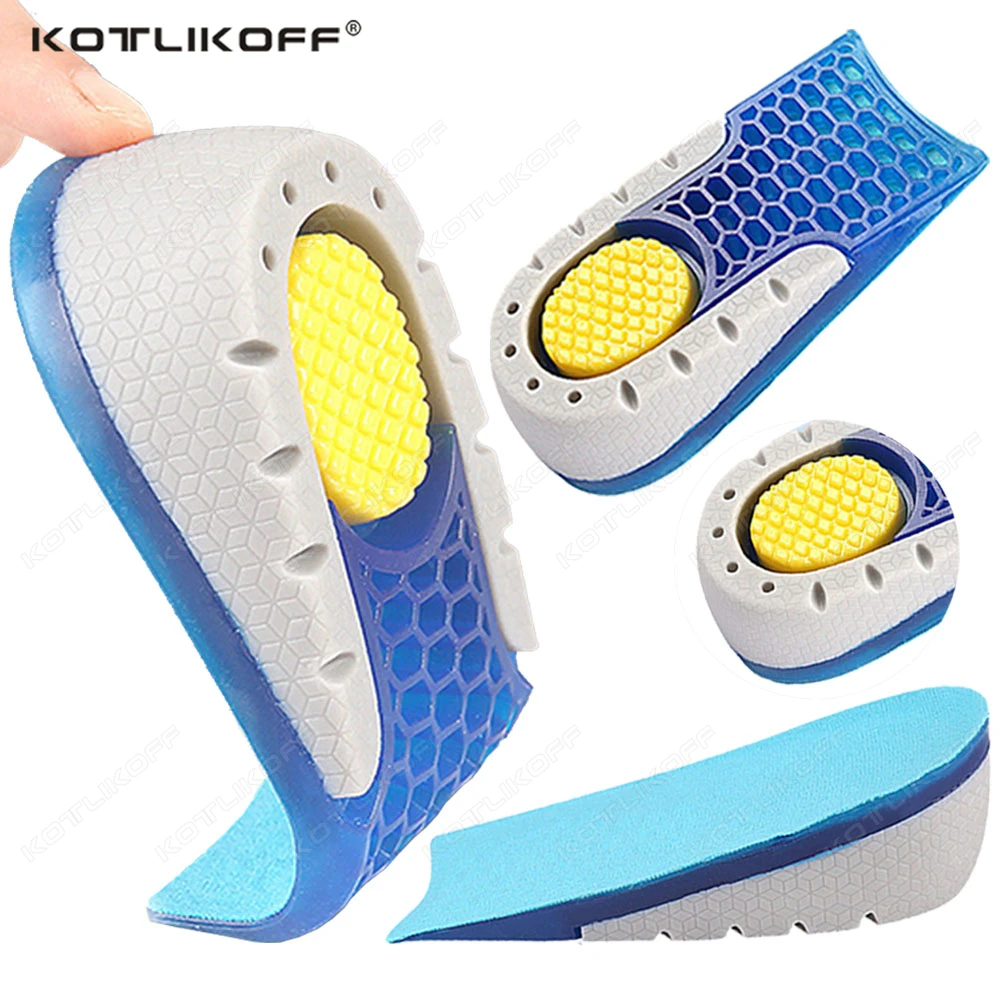 Plantilla elevada de TPE de alta calidad, aumento de altura, medias zapatillas, almohadilla para hombres y mujeres, Gel de silicona, tacón de crecimiento Invisible, suelas de elevación de 1-3cm