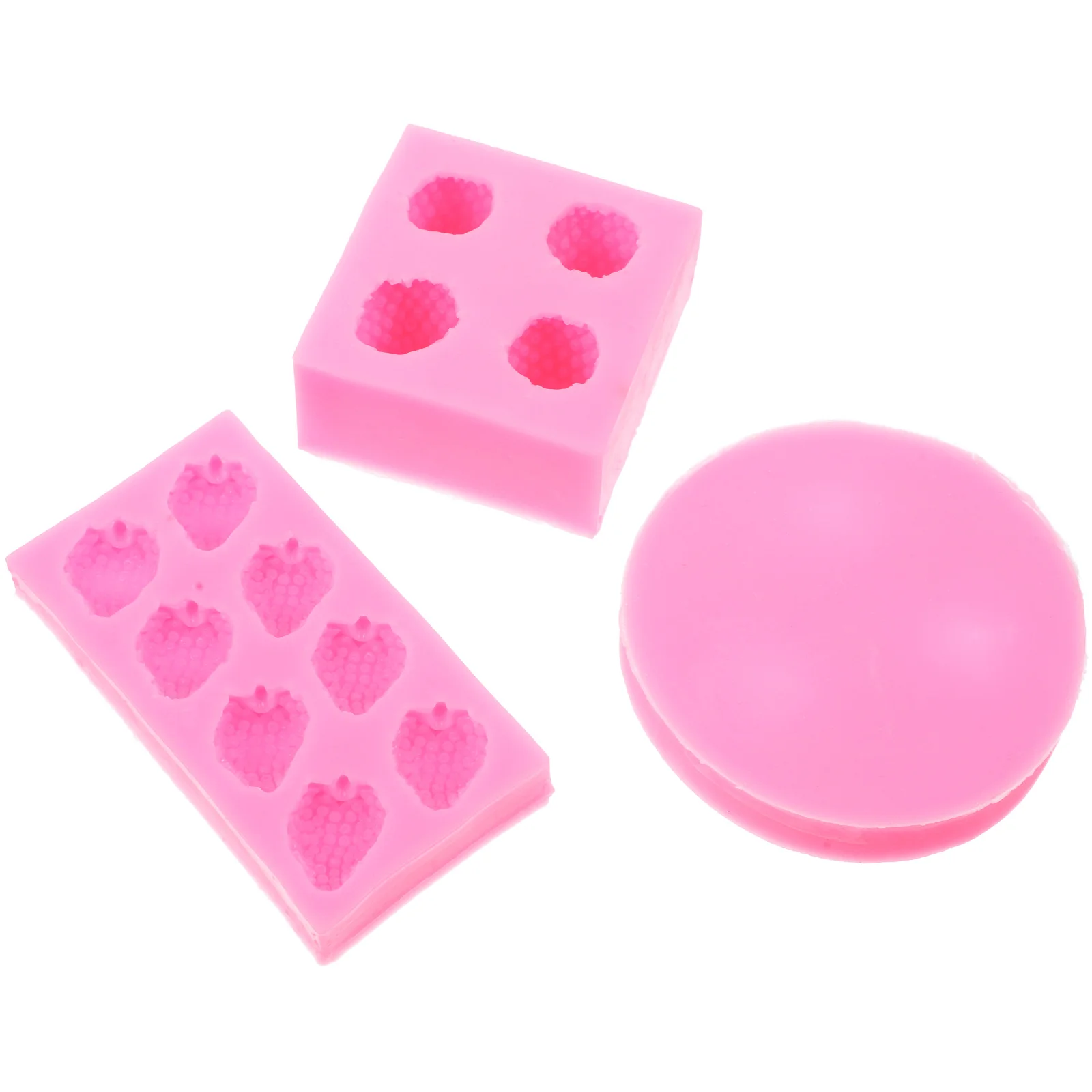 

3pcs Strawberry Silicone Mold Diy Fruit Casting Fondant Chocolate Epoxy Craft Baking Decoration Tool Kitchen Bar Supplies