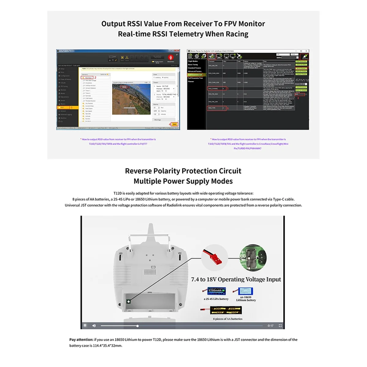 ABJG-For RadioLink T12D 12CH RC Transmitter 2.4GHz Remote Controller 2.8inch LCD for FPV Drone Fixed