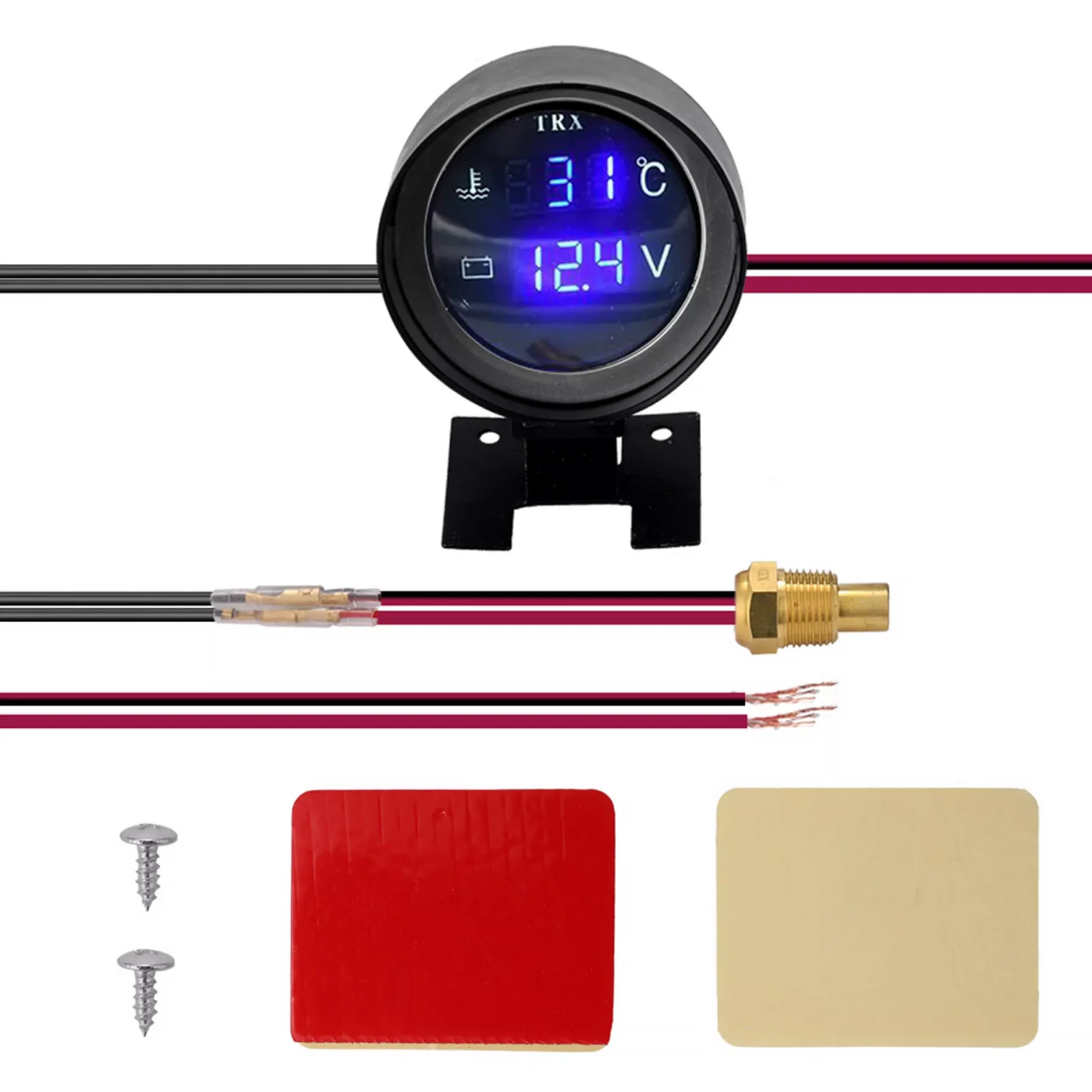 

2 in 1 LEDs Digital Car Truck Water Temp Gauge Temperature Sensor + Voltmeter 12V/24V, 10mm Screw Diameter, Plastic Material,