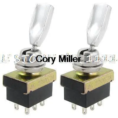 

2 шт., 3A/220 В переменного тока, вкл./выкл./вкл., 3-позиционный тумблер DPDT с 6 клеммами для пайки