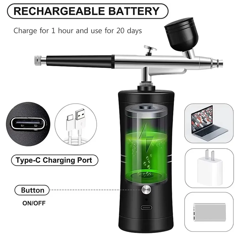 75STO-Neues Airbrush-KIT, kabelloses wiederaufladbares Kompressor-Airbrush-Set, begrifft automatisch Modellmalerei, Nägel, Make-up