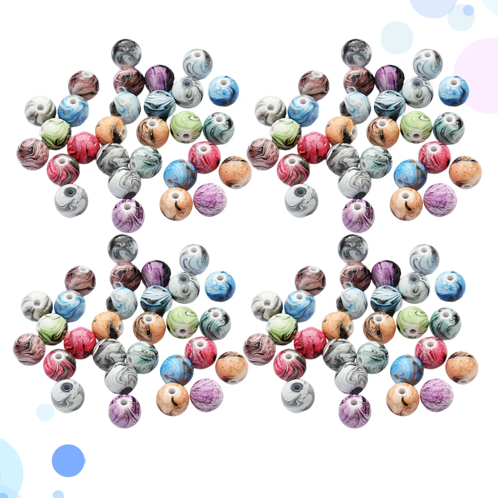 

100 шт., бусины из смолы, сделай сам, круглые тушью, цветные разделители, ювелирные бусины для ожерелья, браслета, аксессуары для изготовления