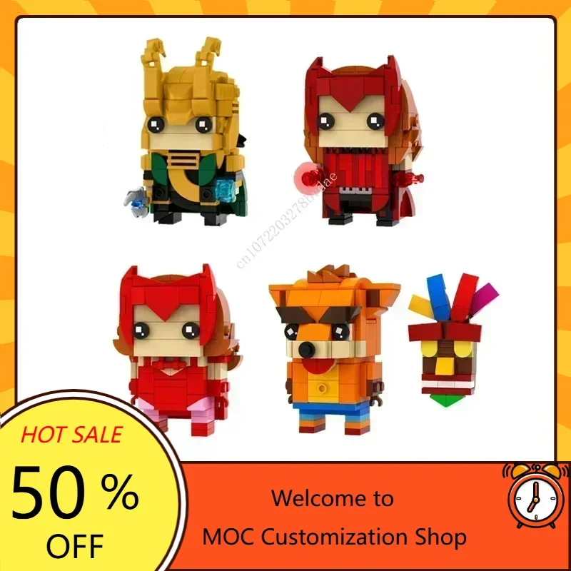 MOC Movie Characters Loki,Scarlet Witch,Halloween Scarlet Witch,Aku headz  Puzzles Birthday Cartoon Anim Figures Toy Gifts