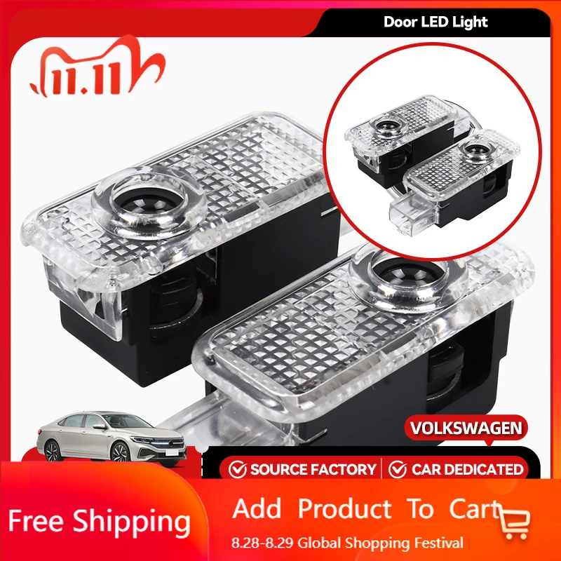 

2026 Горячий чехол для ключей с эмблемой Volkswagen VW, 2 шт., светодиодные лампочки для дверей автомобиля, лампы для украшения интерьера, аксессуары для VOLKSWAG