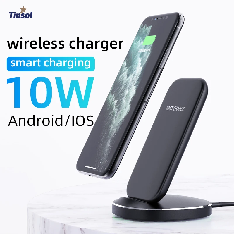 QI wireless charger mobile phone holder 10W fast charger base for iPhone Samsung OnePlus Xiaomi Huawei standing type