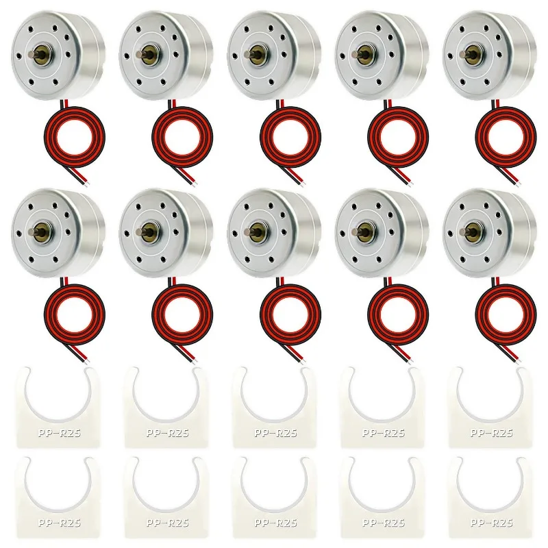 10Sets 1.5V 3V 6V 7000rpm Small R300C Micro DC Generator Mini Electric Motor with Bracket for DIY Toys Wind Turbine Generator