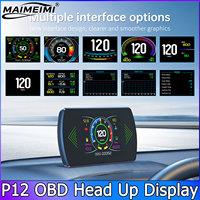 Car Speed Gauge On-Board Computer P12 OBD2 HUD Head Up Display Smart Digital Tachometer Speedometer ECT Water Oil Temperature