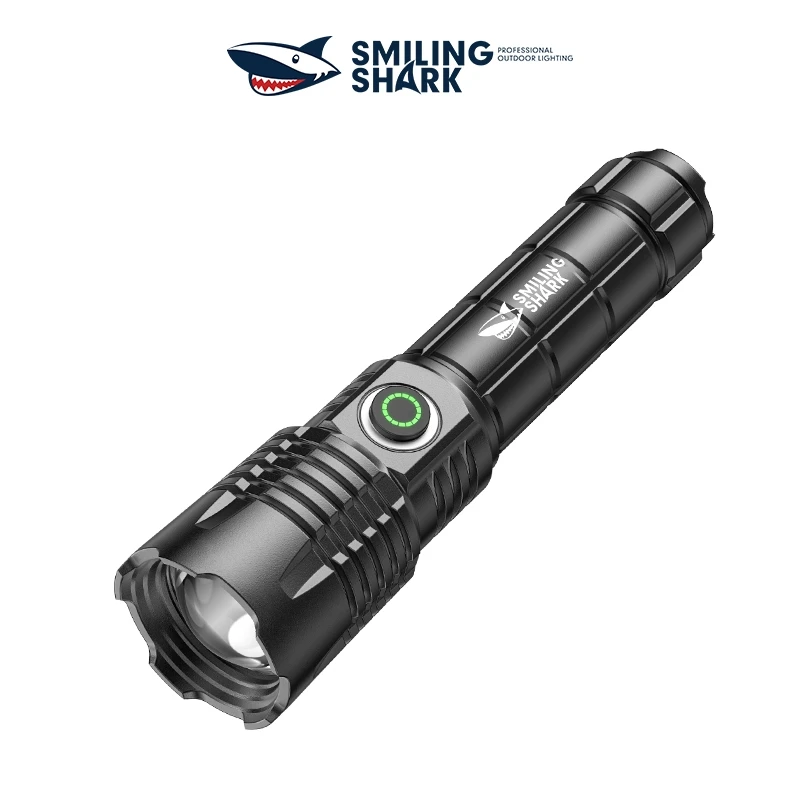 1pcs Smiling Shark SD7163 LED Rechargeable Flashlight, Super Bright M60 Torch, for Outdoor Camping, Hiking, Daily Use, Emergency