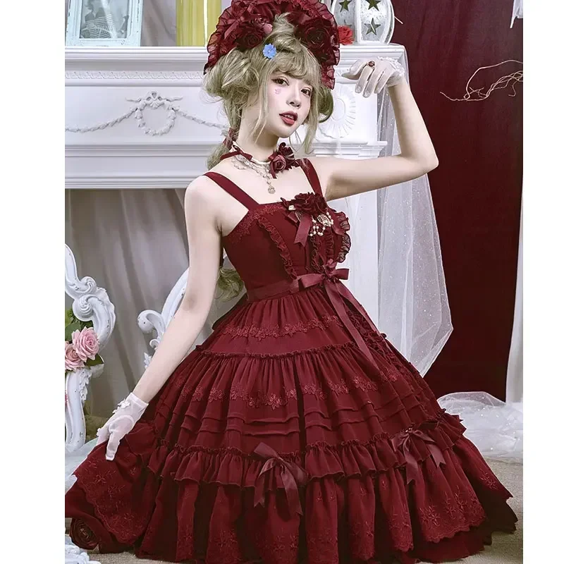 Różana dziewczyna ~ klasyczna Lolita JSK sukienka z guzikami o świcie i porannej rosie