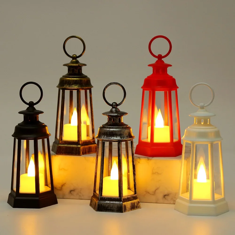 Fashion Retro Led Lantern Light Ornaments Decoration Candle Lantern Energy-saving Party Supplies Party Hanging Lights Home