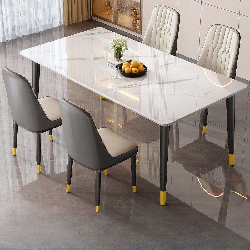 Dining Table Rock Slab Small-sized Household Modern Simple Light Luxury Living Room Rectangular Dining Table Dining Table Chairs