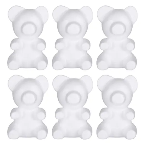 6pcs 발렌타인 DIY 곰 금형 20cm 모델링 곰 공예 장식 결혼 선물 꽃 배열 파티 장식 (흰색)