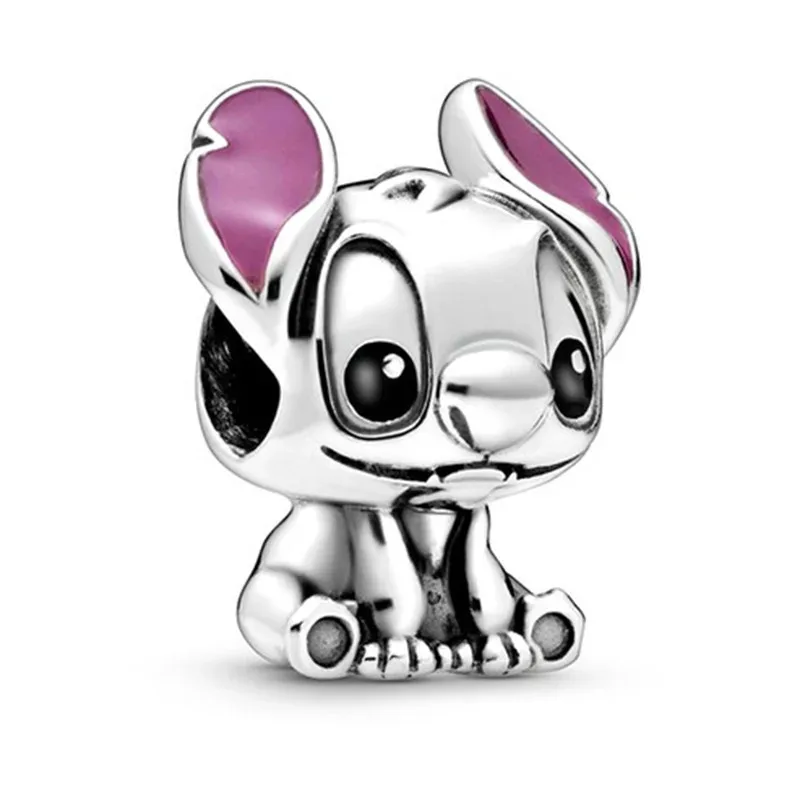 Disney 925 Silver Mickey Minnie Mouse Stitch Charms Bead Pendant Fit  Bracelets & Bangles DIY Women Jewelry Accessories Gifts