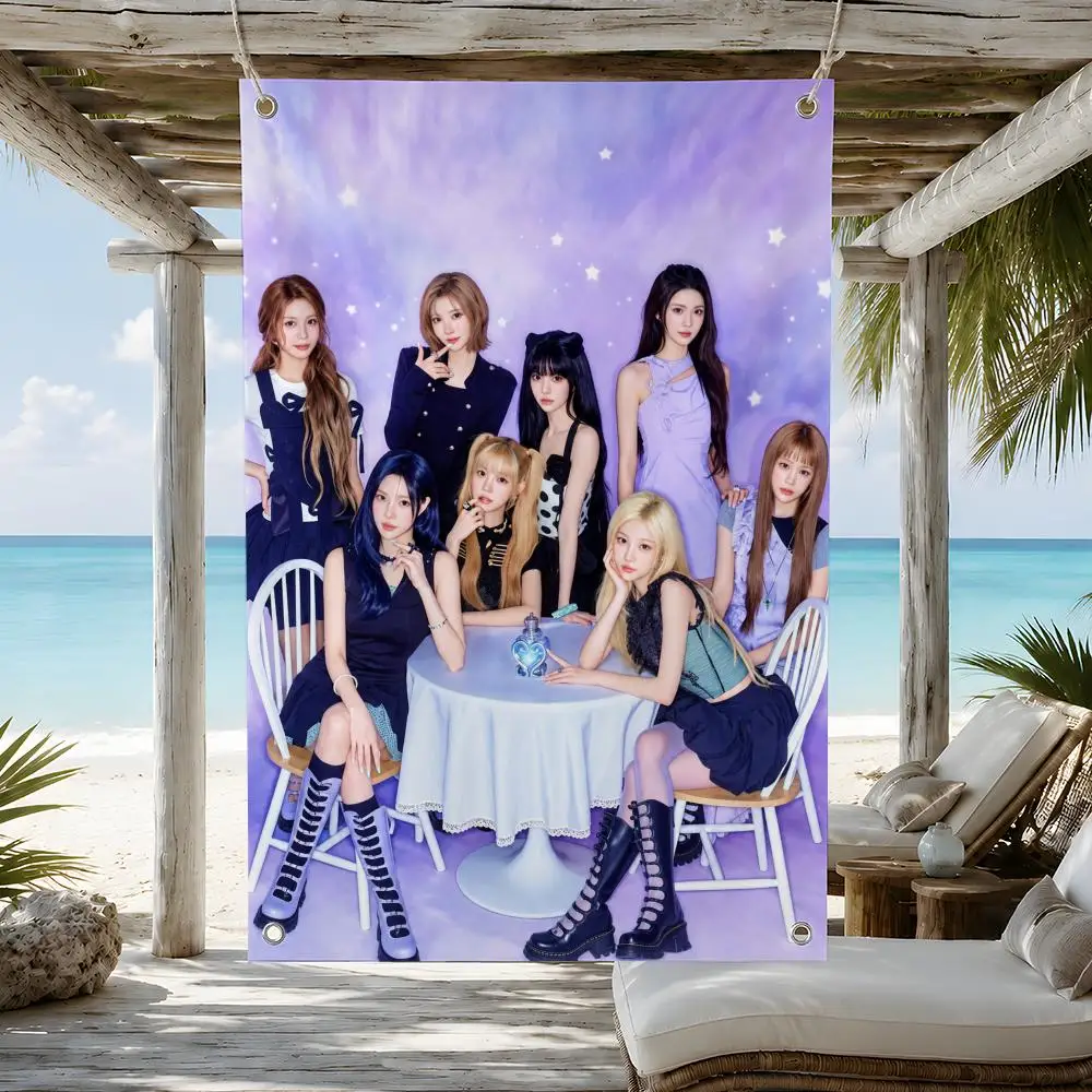 Music Kpop Group Hearts2Hearts Flags Indoor Outdoor Decorative Flag Banner for Wall Garden Yard Porch Patio Home Party Decor