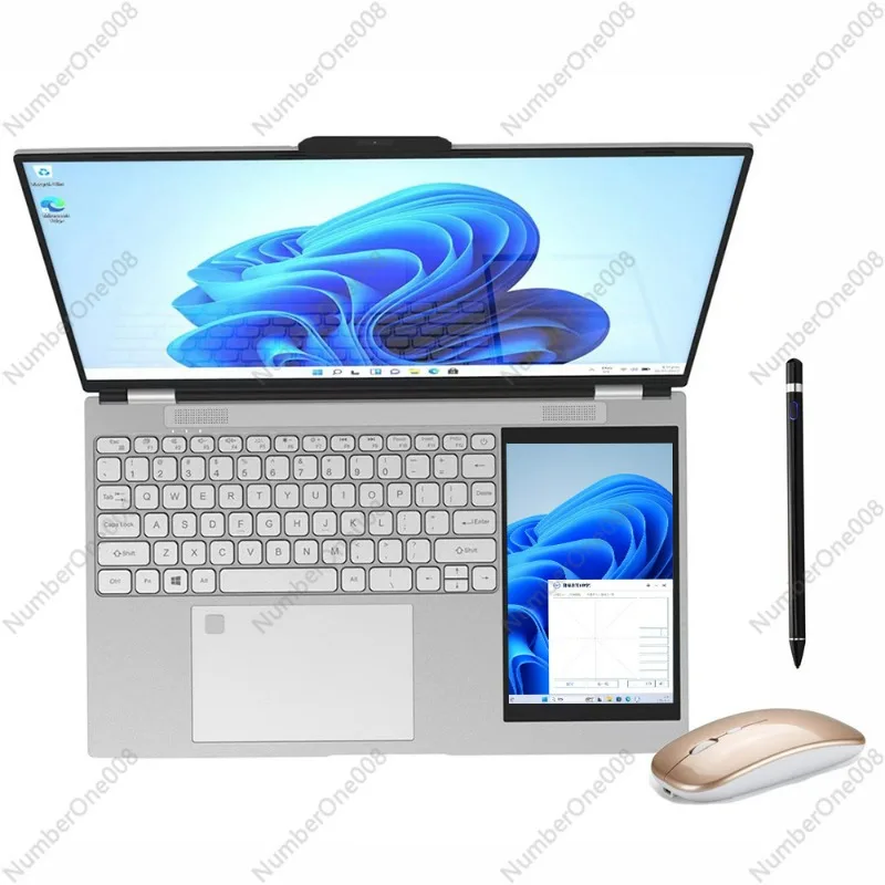 Novo Laptop Dobrável de 15.6 Polegadas com Tela Dupla 2026, N95 (Até 3.4GHz), 16GB RAM, 1TB SSD, Tela Sensível ao Toque 2K