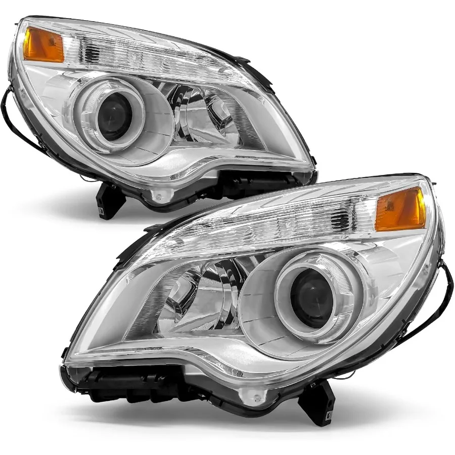 المصابيح الأمامية المتوافقة مع Chewrolet Eouinox 2010 2011 2012 2013 2014 2015 Chevy Equinox LS LT واضح عدسة كروم الإسكان العنبر #1