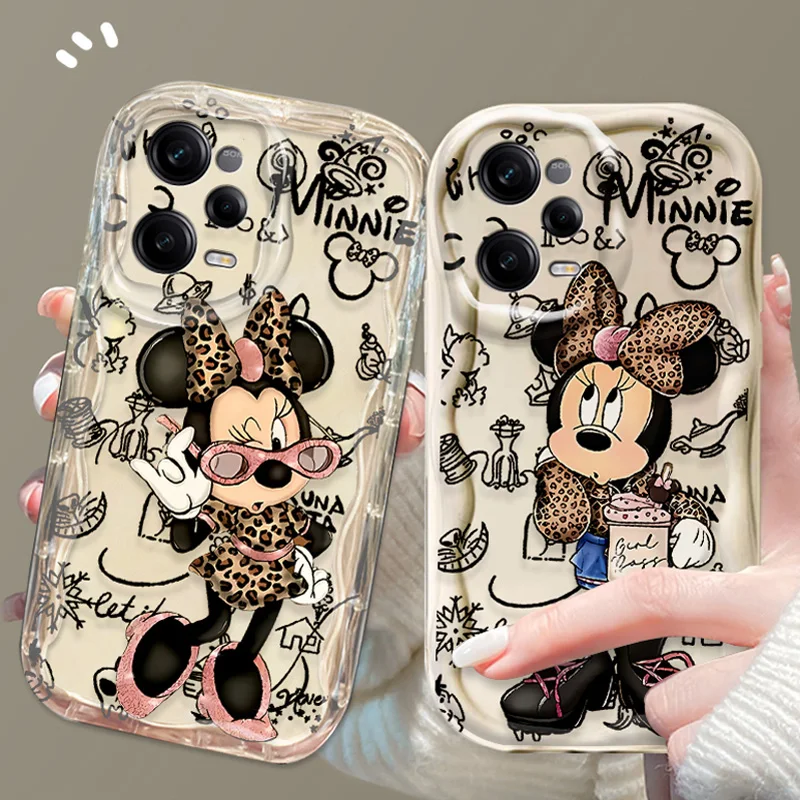 Disney Minnie Mouse 3D Wave Case For Xiaomi Redmi Note 13 12 11 Pro Plus 4G 5G 12S 11S 10 10S 9 9S 8 13C 12C 10C Turbo 3 Cover