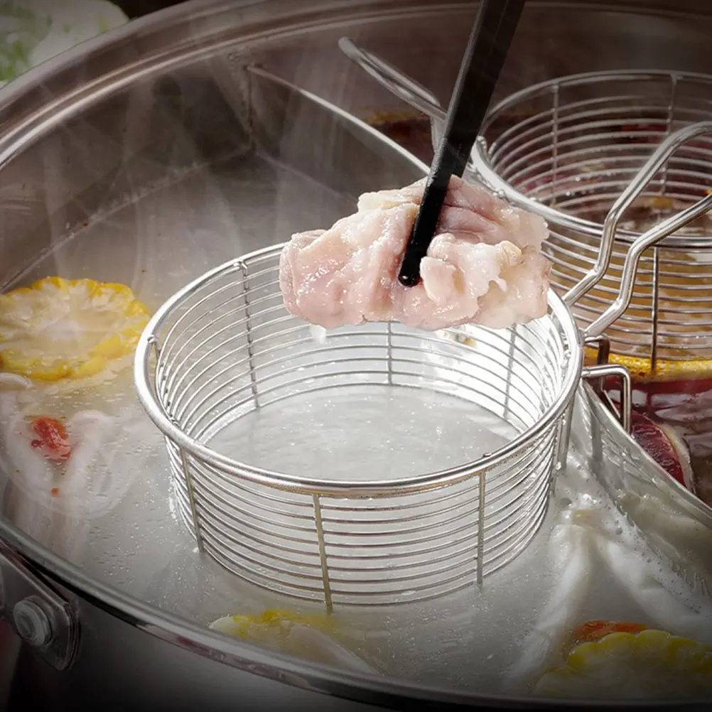 

Stainless Steel Mesh Basket Lightweight Noodle Strainer Anti-Burning Handle For Pasta Vegetable Hot Pot Kitchen Food