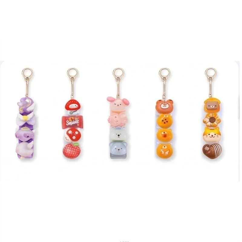 Cartoon Mechanical Keyboard Fidget KeychainCute 3D Keycap Clicker Push Button Stress Relief Toy Keyring Bag Charm Gift for Play