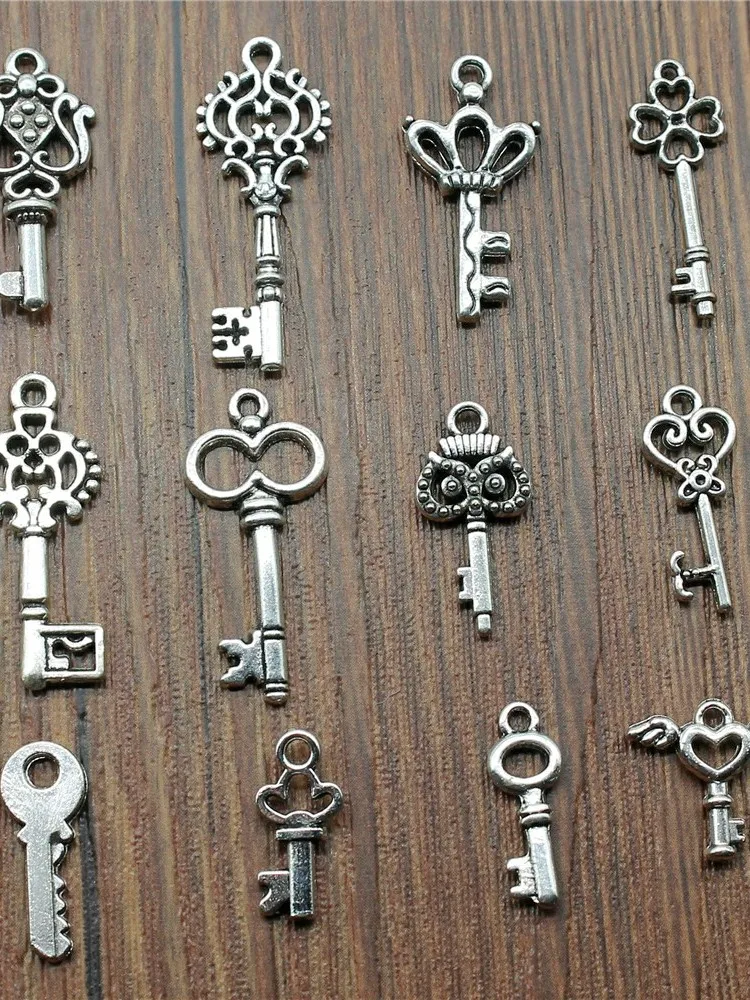 20 sztuk bransoletka z kluczem s wisiorek antyczne srebro kolor z kluczem w stylu Vintage bransoletka z kluczem wisiorki biżuteria akcesoria DIY klucz w stylu Retro bransoletka z kluczem s — zdjęcie 2