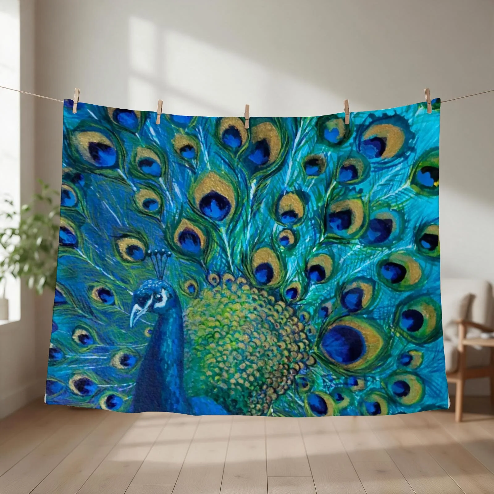 Peacock Full Glory 2 Throw Blanket Hairy Blankets For Bed Comforter Decorative Throw Blankets