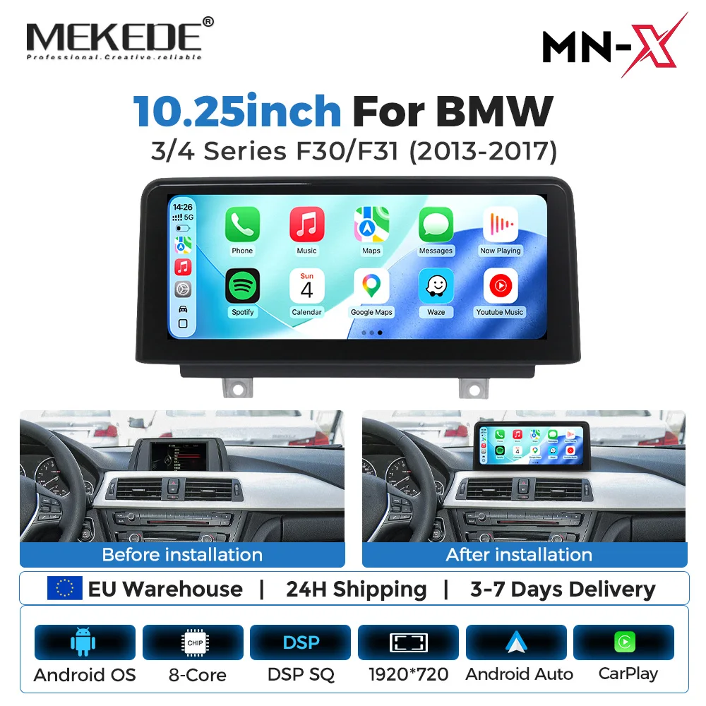 NaviFly Android 15 Auto CarPlay GPS Lettore Multimediale 4G+WiFi per BMW Serie 1/2 F20 F21 F23 Serie 3/4 F30 F31 F32 F33 F34 F36