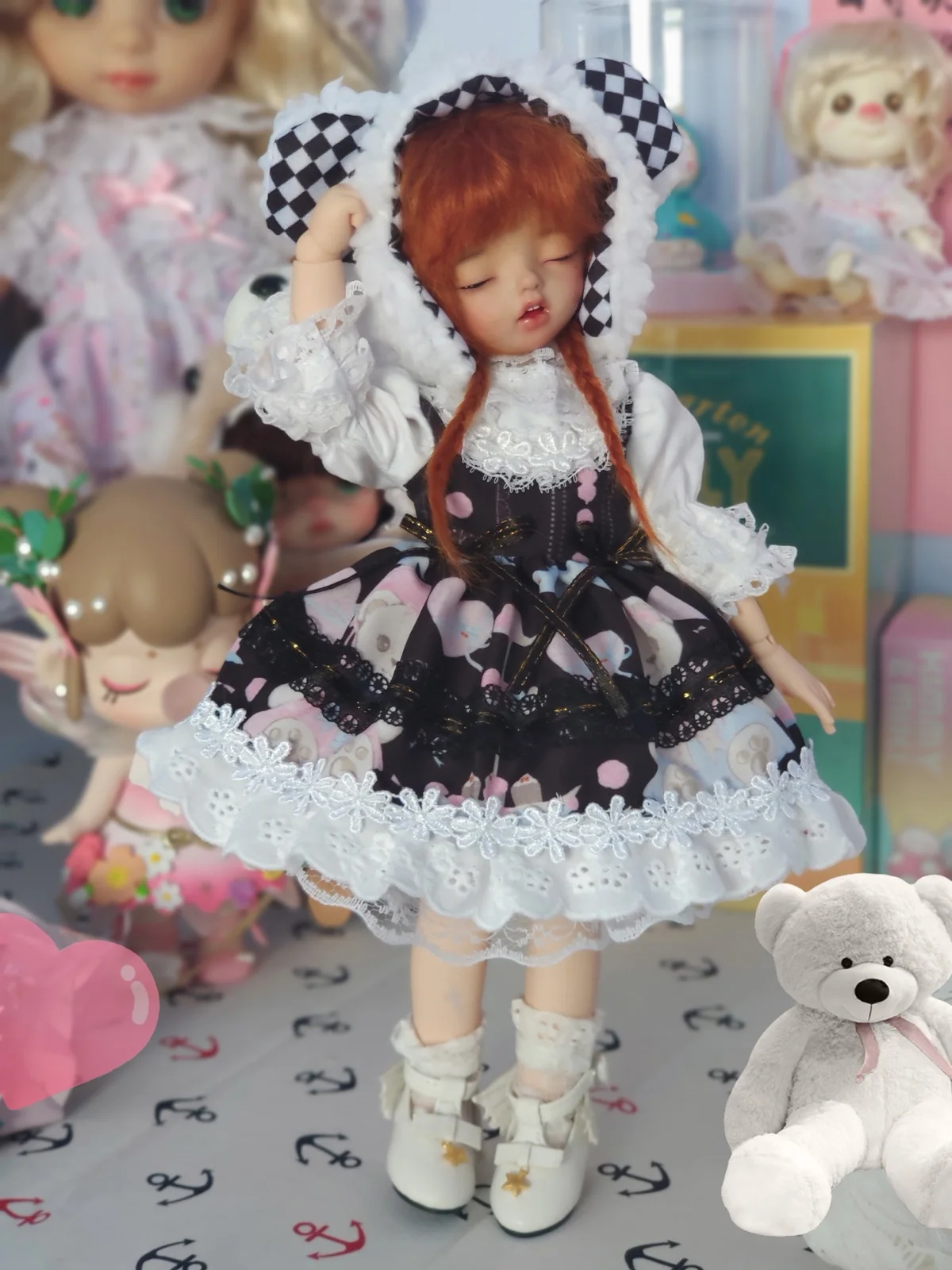 

BJD doll clothes for 1/4 1/6 blyth size bjd girl clothes cute doll black skirt msd yosd doll accessories (three points)