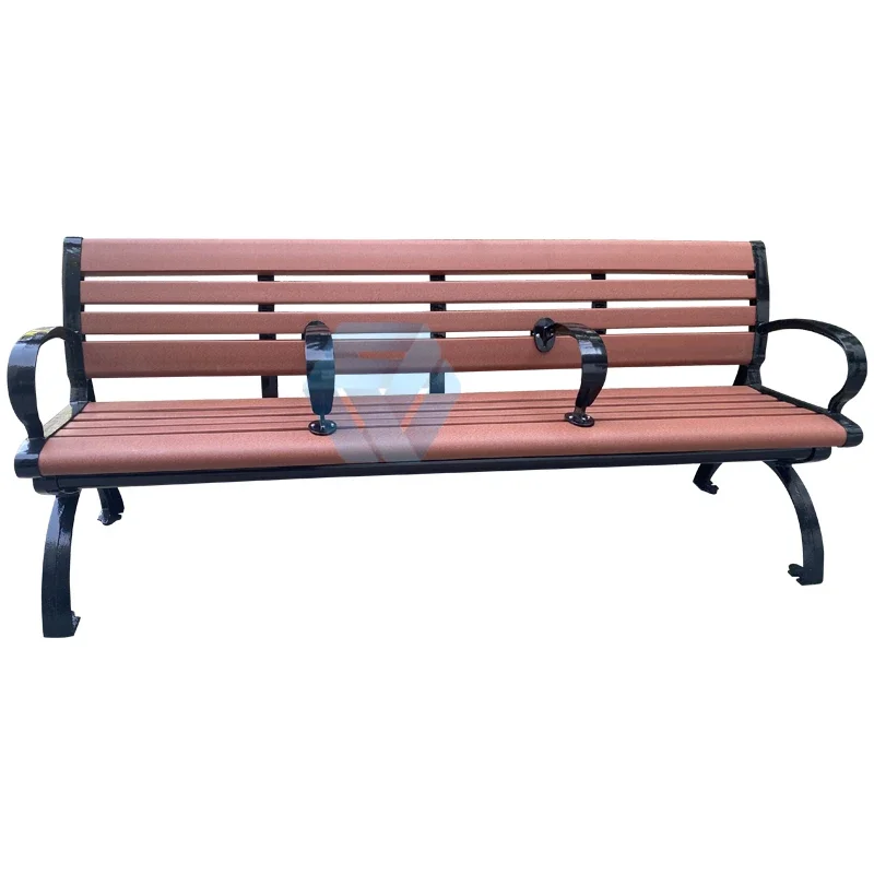 Outdoor Park Bench With Tropical Wood Slats Urban Street Bench With Durable Metal Legs Classical Garden Bench