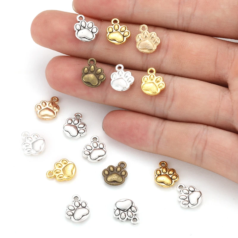 20pcs 6 Colors Dog footprints Charms For Bracelets Necklace Pendant DIY Handmade Jewelry Making accessories 10*12mm D9347