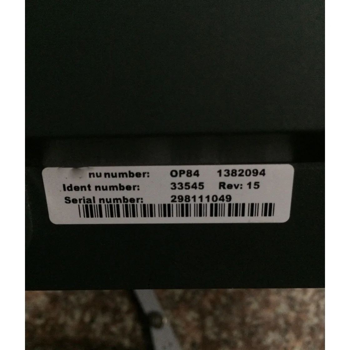 OP84 1382094 Control Screen   With warranty