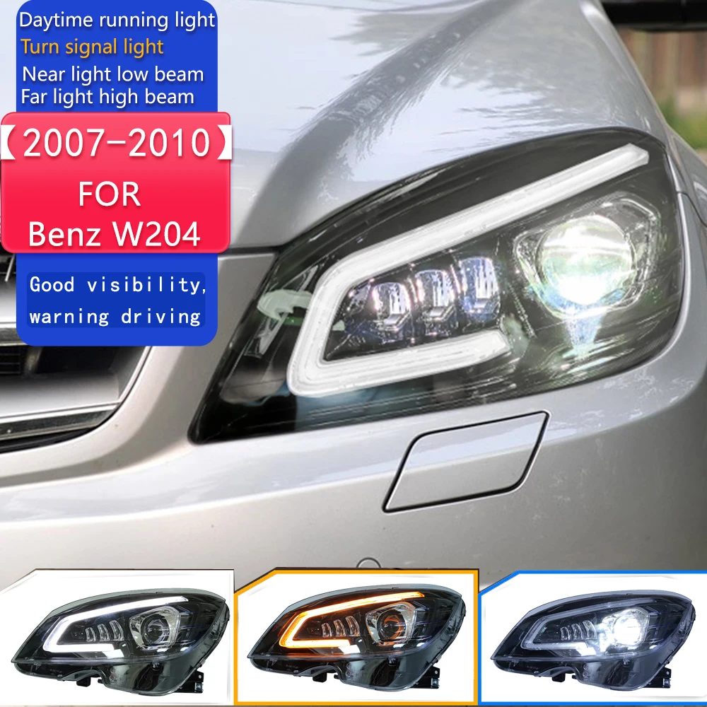 

Автомобильные фары для Benz W204, светодиодные фары, линзы проектора 2007-2010 C300 C260 C200, светодиодные фары DRL, автомобильные аксессуары