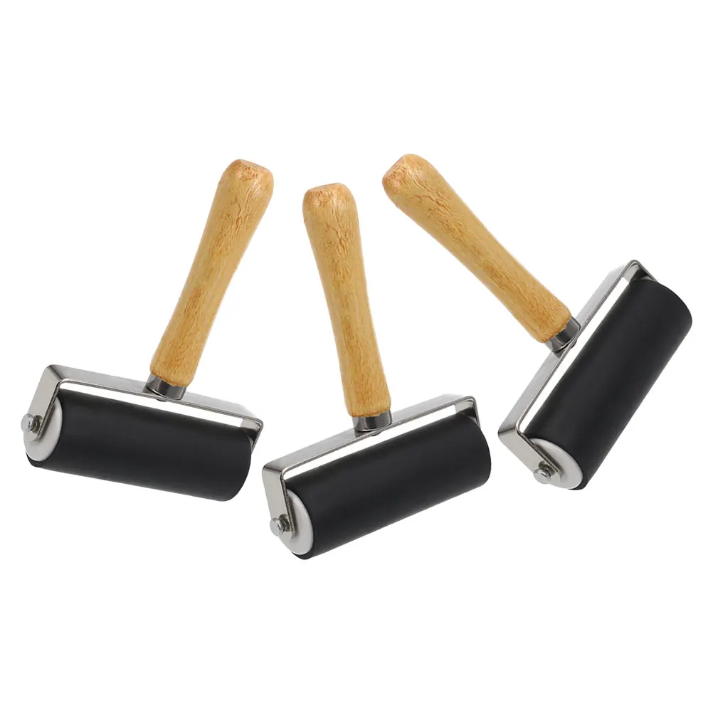 

3Pcs Professional Roller Flat Cylinder Comfortable Handle Printing Stamping DIY Craft Rollers for Crafting