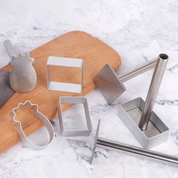 Aluminum Cookie Cutter With Press Stamp Pineapple Cake Cutter Mold 2 Pieces Set