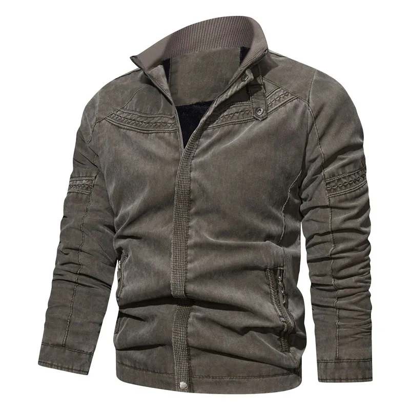 

New Washed Flight Jacket Middle-aged And Young Stand-up Collar Men's Top Jacket