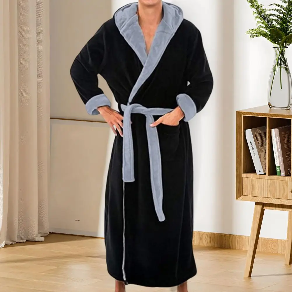 산호 양털 남성 잠옷 가을 겨울 두꺼운 플러시 레이스 업 벨트 목욕 가운 열 Loungewear 남성 수면 라운지 Nightwear